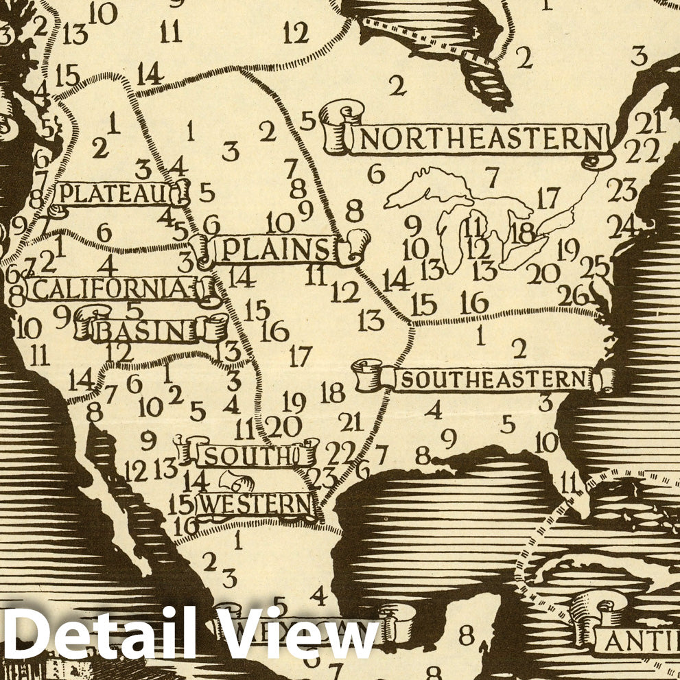 North America - Pictorial Map, 1947 - Indian Tribes Historical Map Print