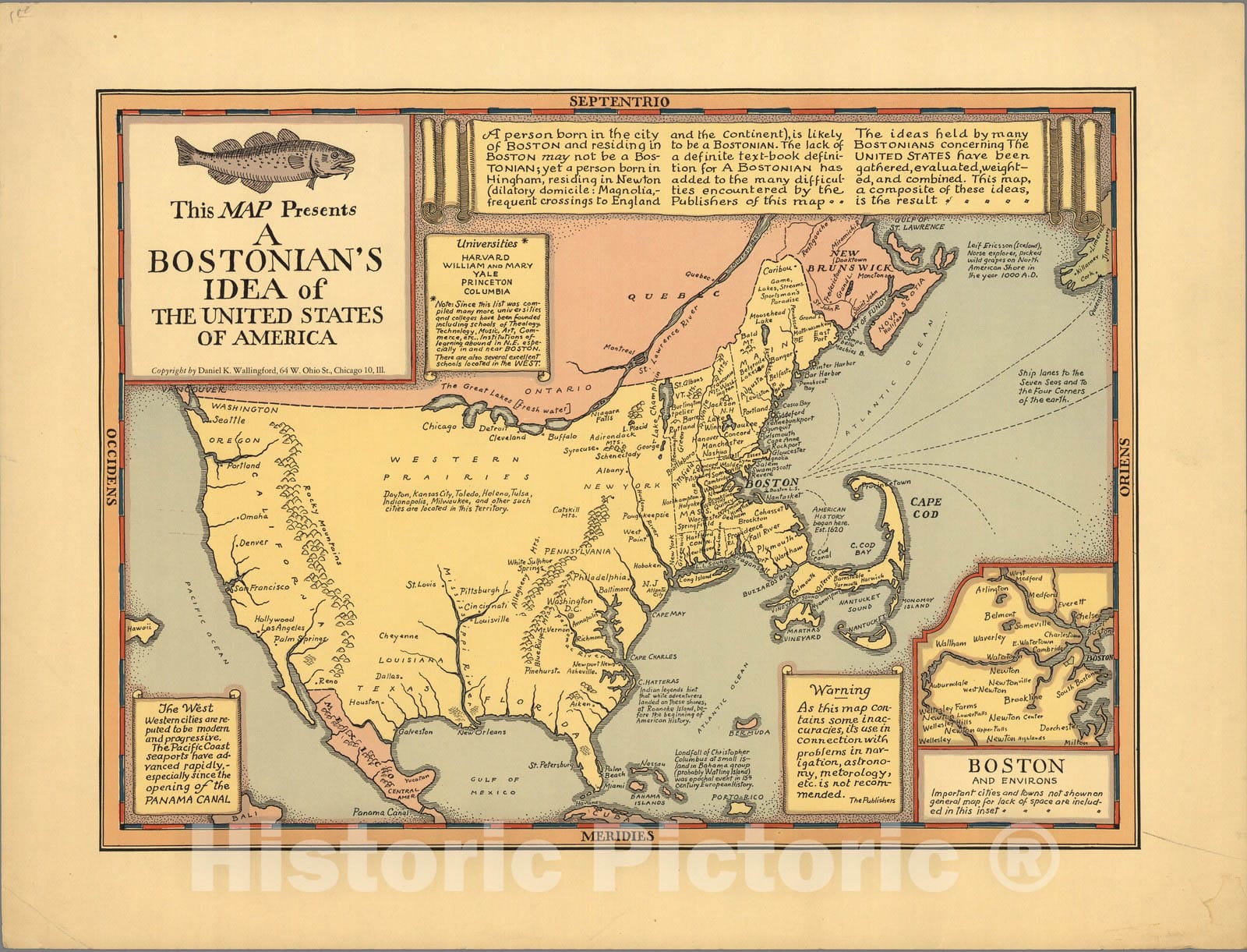 United States - Satirical Map, 1930 - Historical Pictorial Map Print