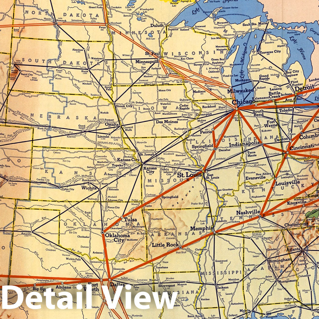 American Airlines - World Airline Routes, 1939 - Historical Map Print