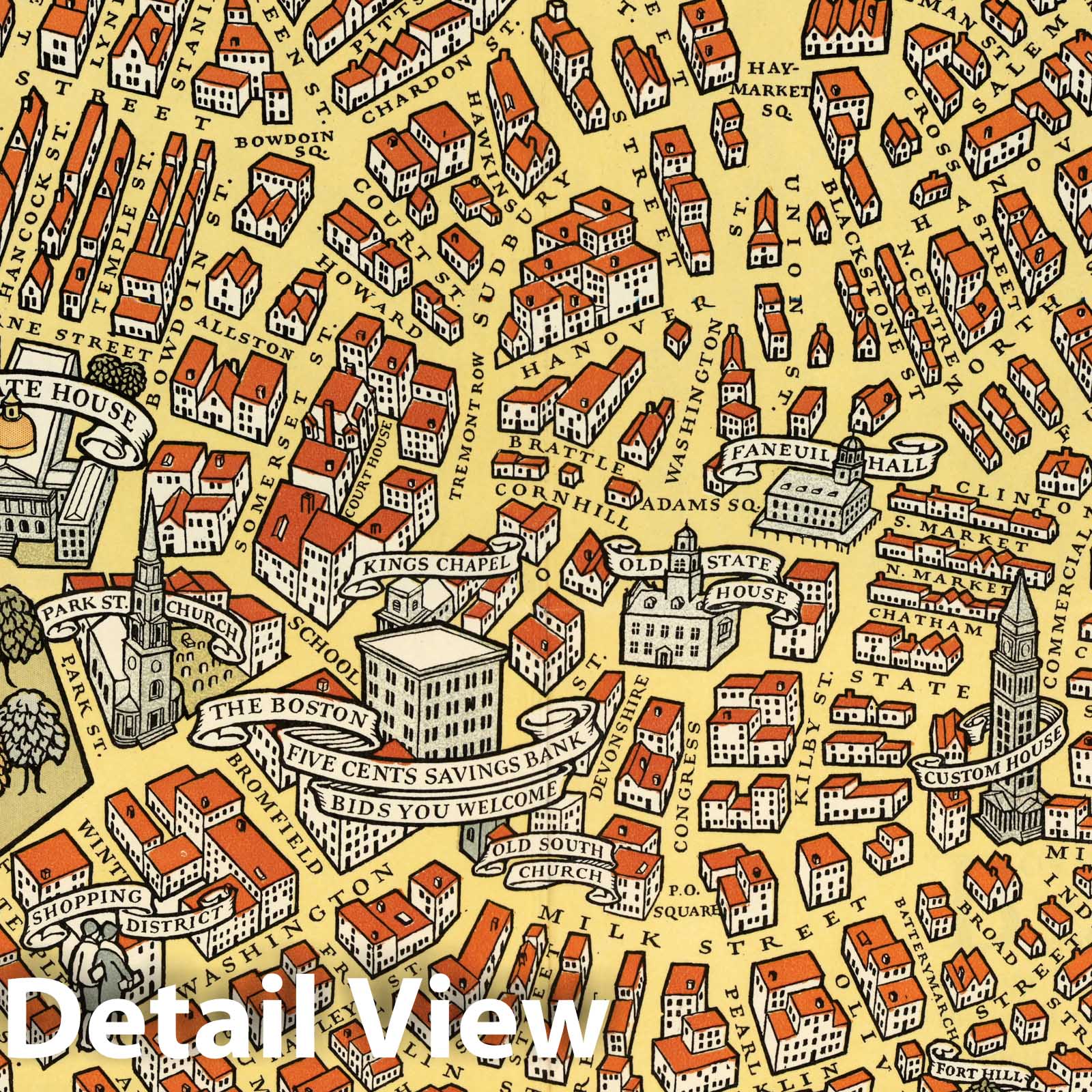 Boston, Massachusetts - Pictorial Map, 1929