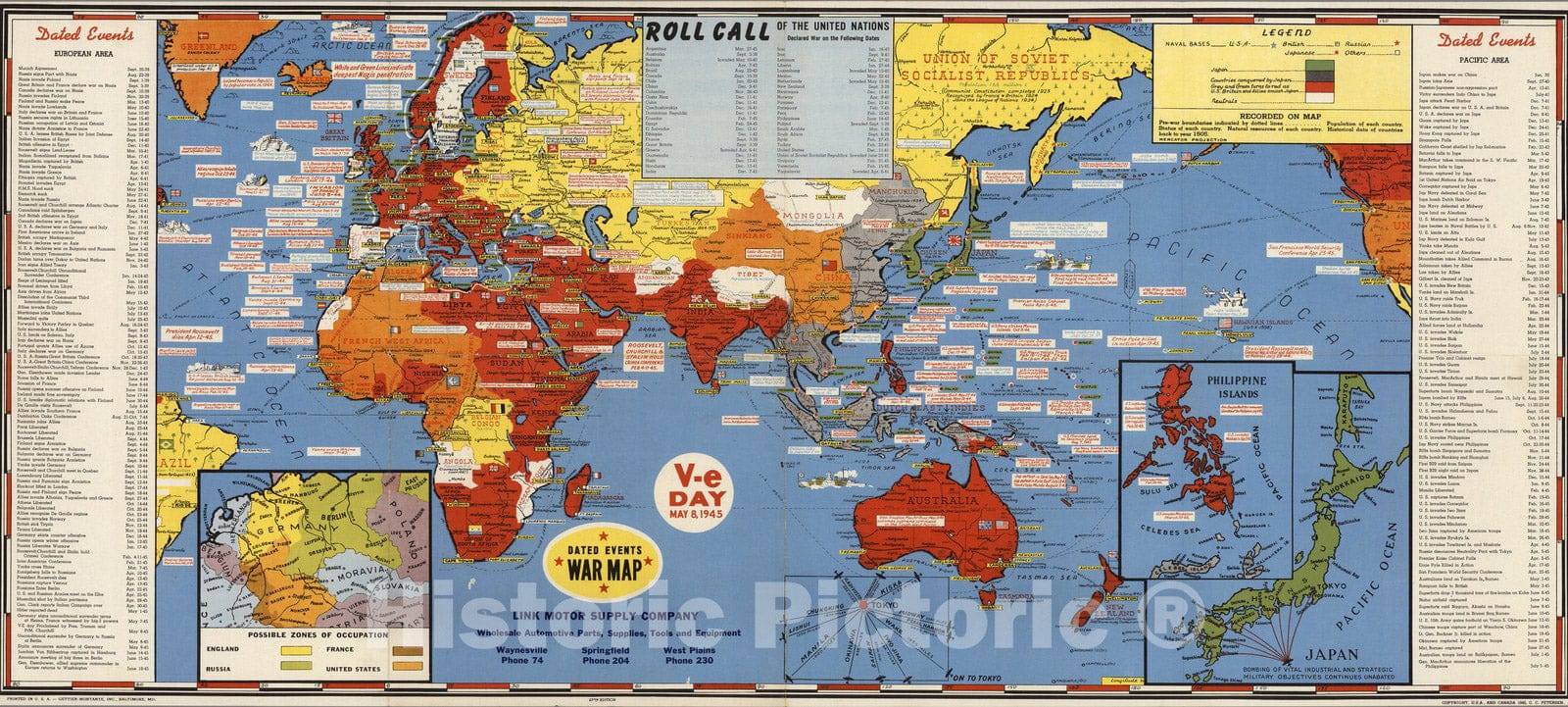 World War II: Europe - Pictorial Map, 1945 - Historical Map Print