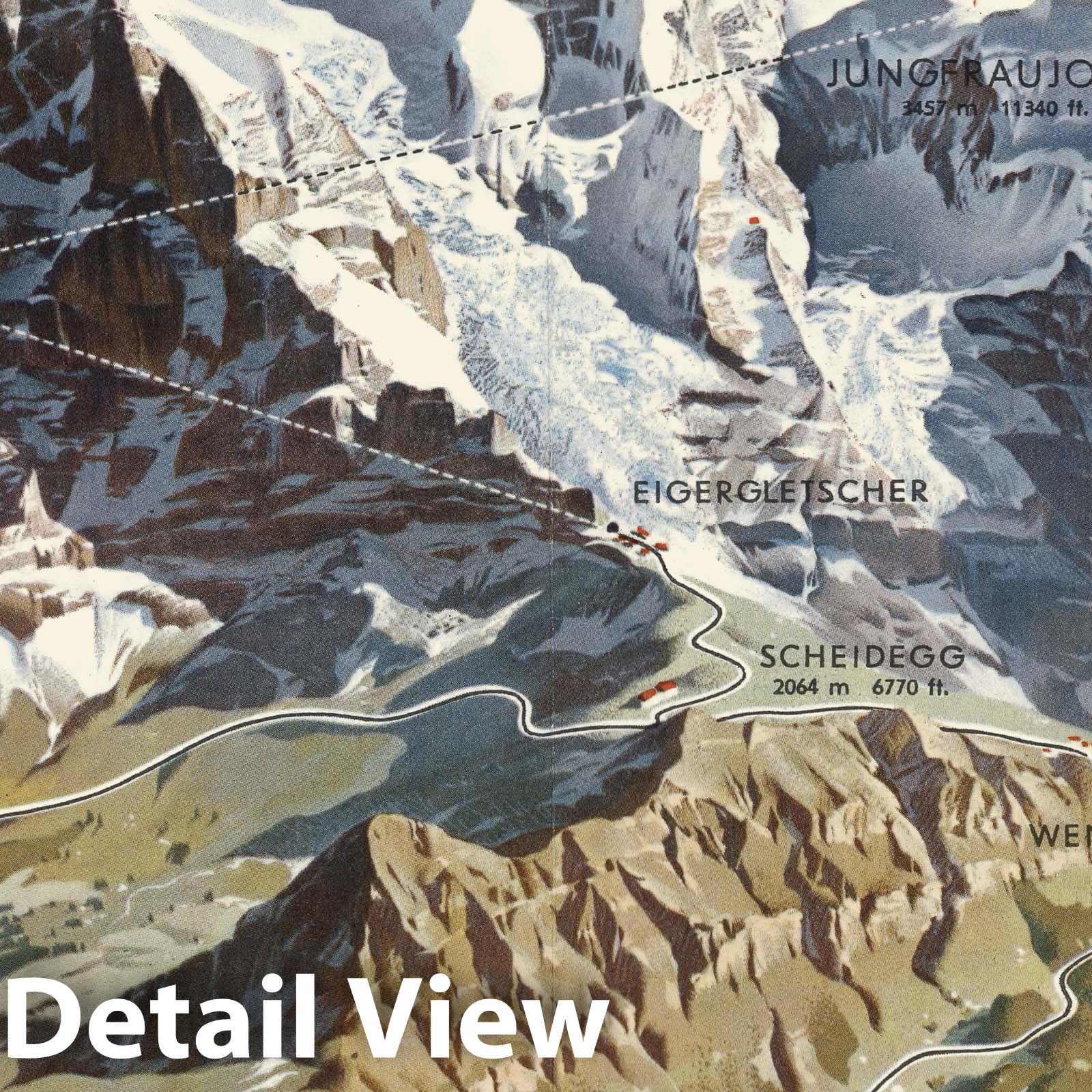 Jungfrau, Switzerland - Pictorial Map, 1937