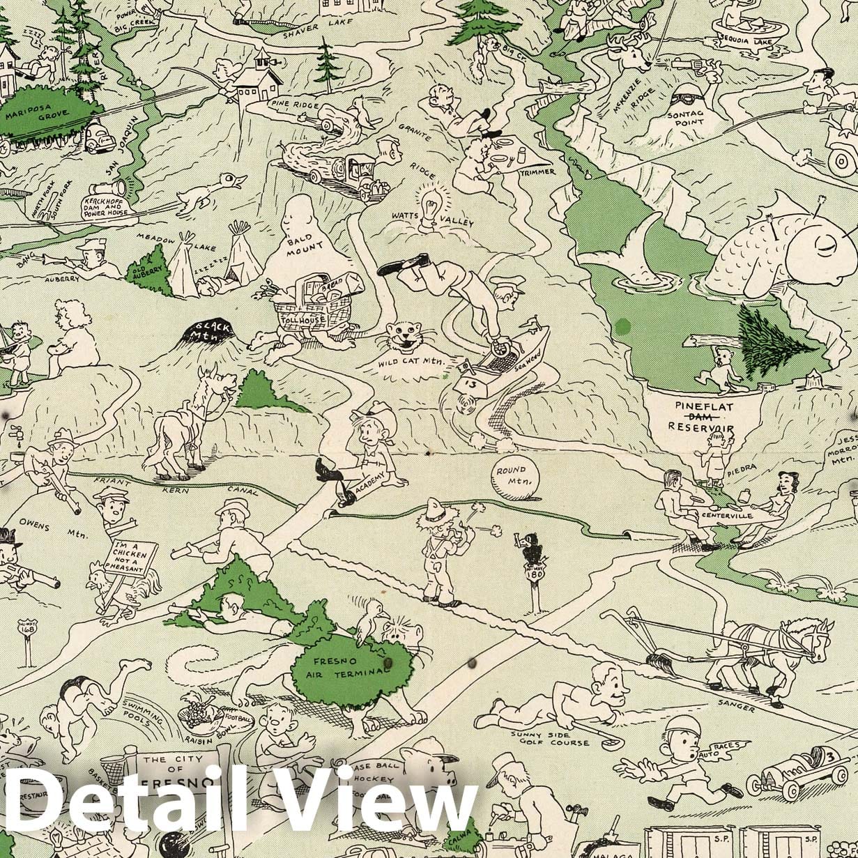 Fresno County, California - Pictorial Map, 1950