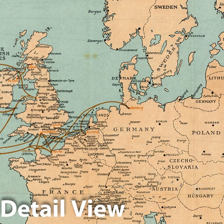 Canadian Pacific - World Airline Routes, 1938 - Historical Map Print