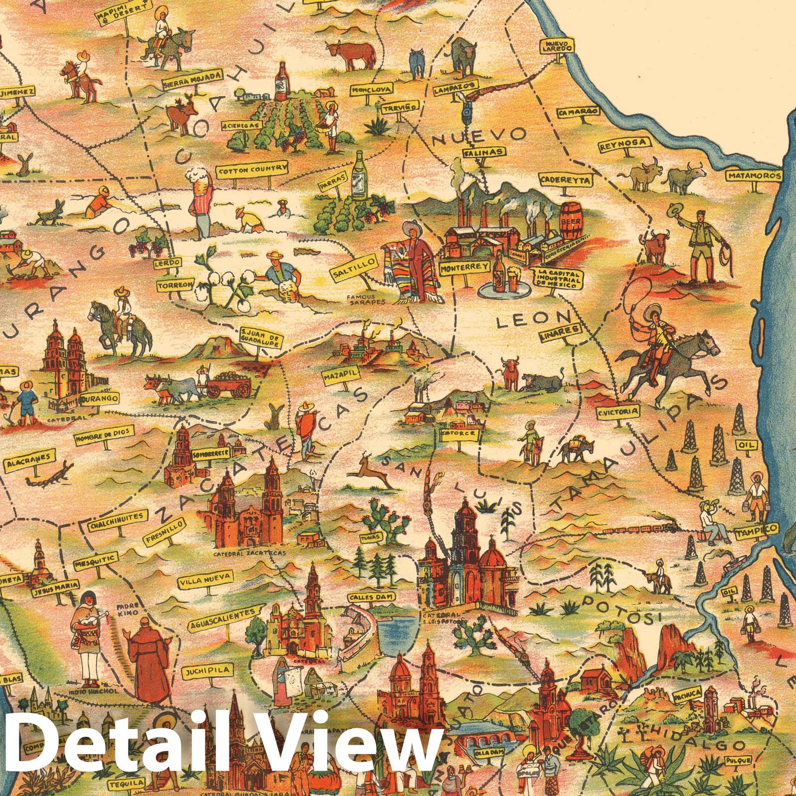 Mexico - Pictorial Map, 1931 - Historical Map Print