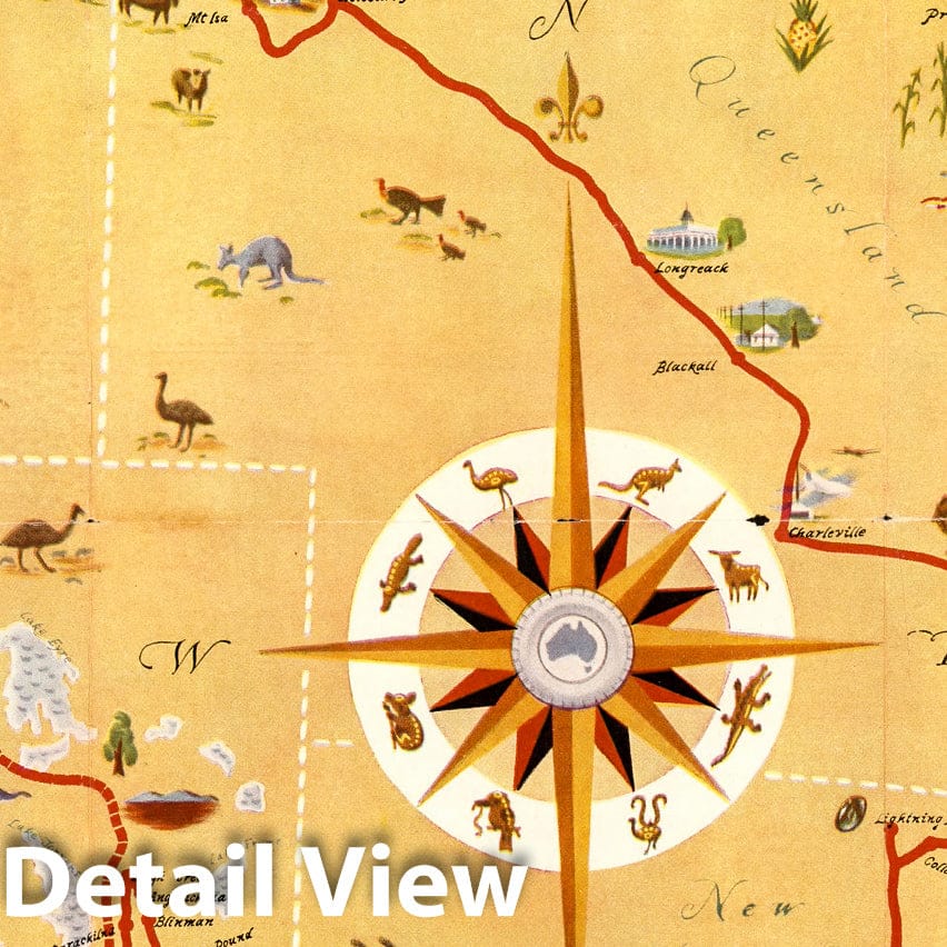 Australia - Pictorial Map, 1948 - Historical Map Print