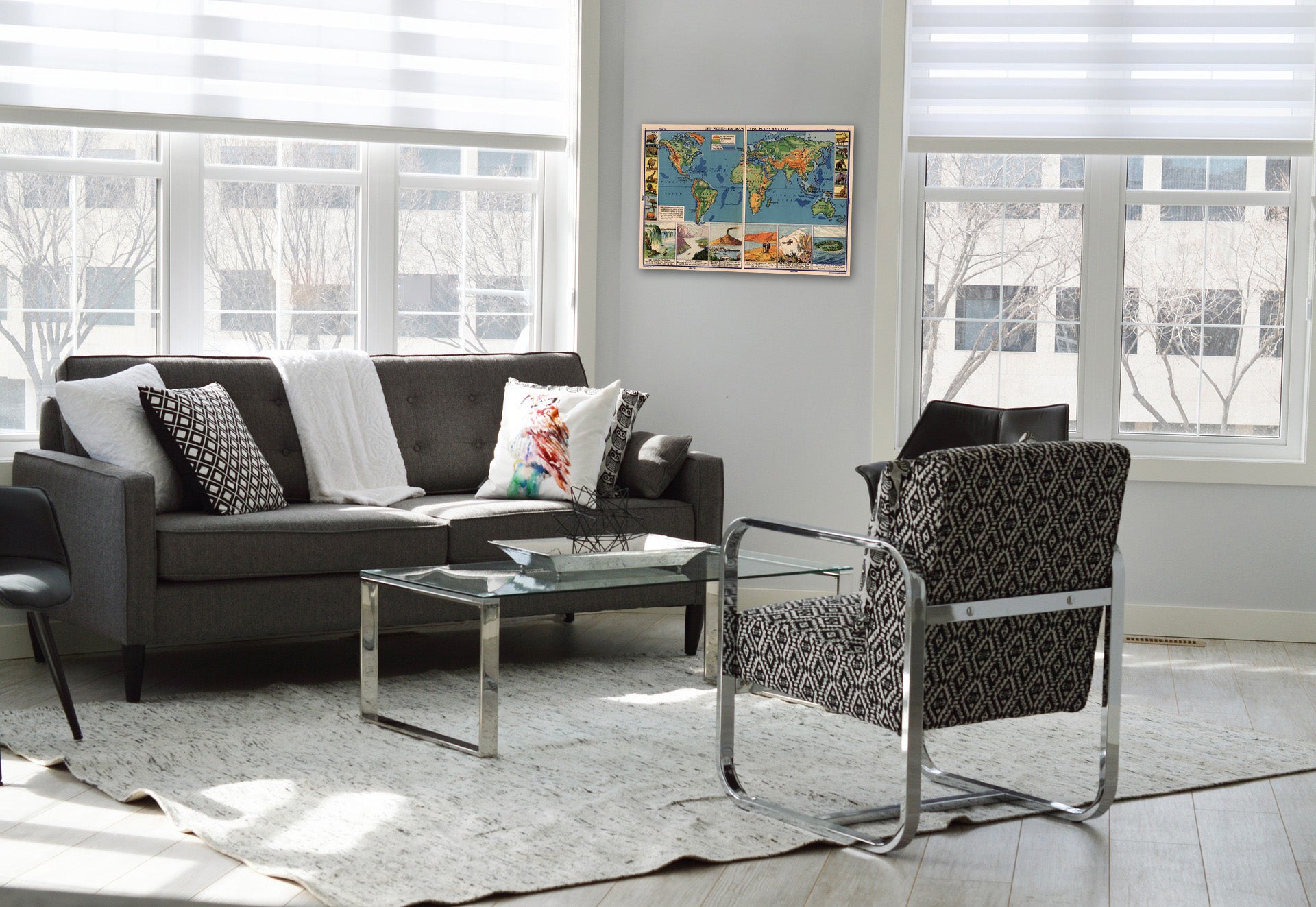 Historic Map : Geography Book, The World: Its Mountains, Plains and Seas. 1935 - Vintage Wall Art