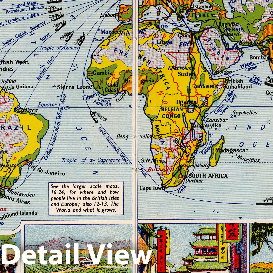 World - Pictorial Map, 1935 - Philips' Pictorial Atlas Print