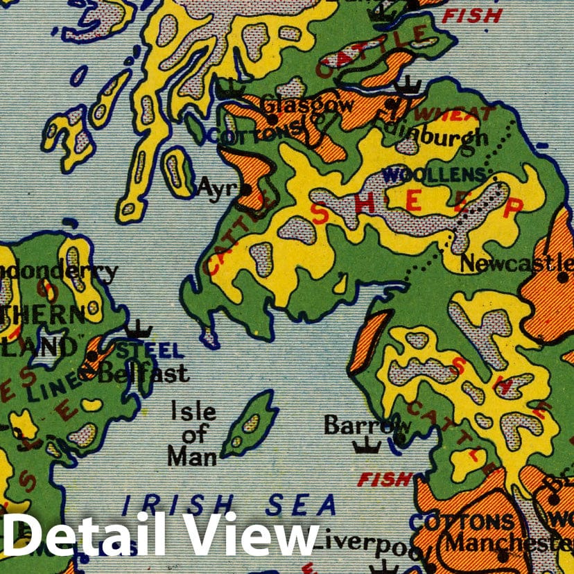 British Isles - Pictorial Map, 1935 - Historical Map Print