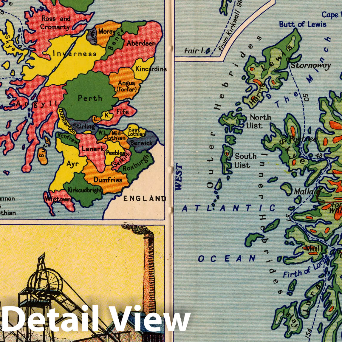 Scotland - Pictorial Map, 1935 - Philips' Pictorial Atlas Historical Reproduction