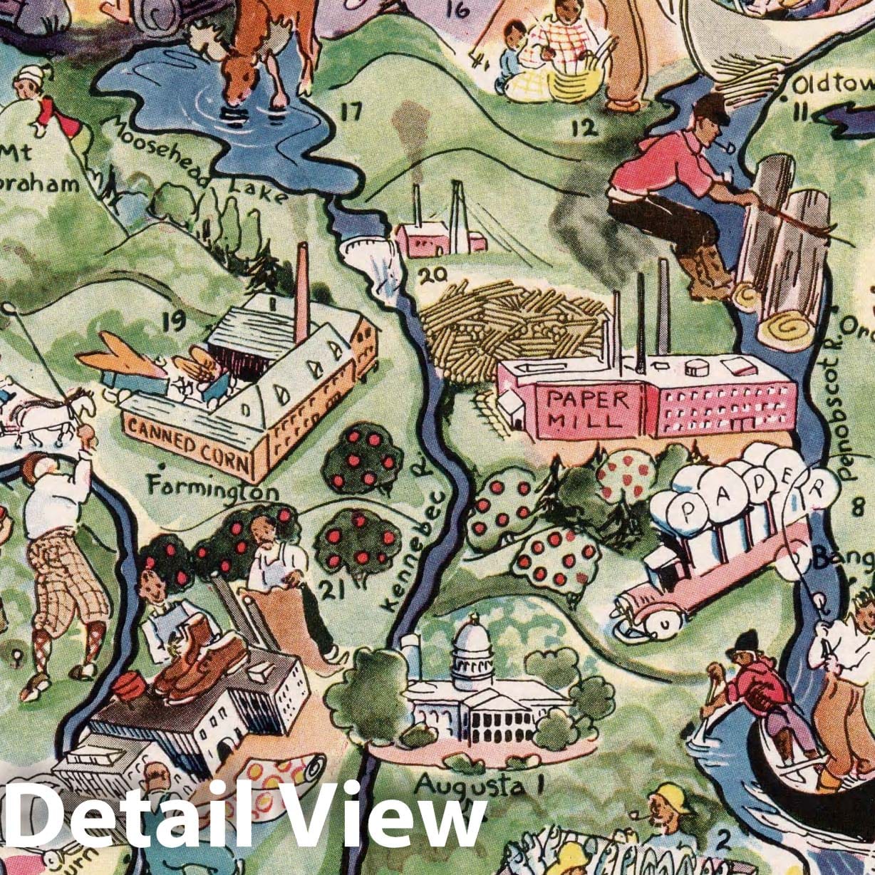 Maine - Pictorial Map, 1932 - Historical Map Reproduction