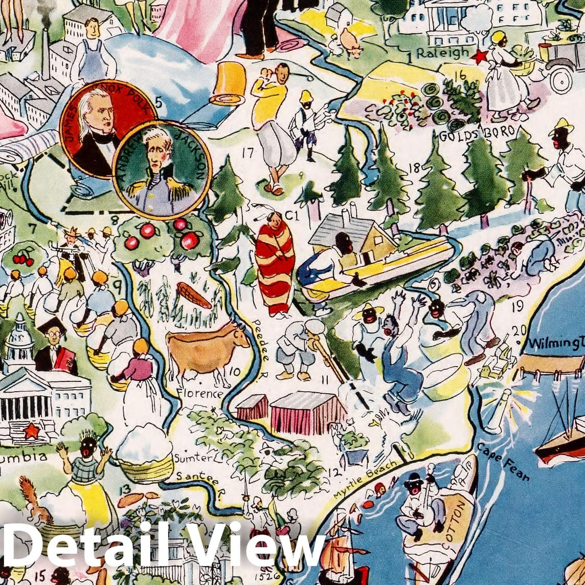 North Carolina and South Carolina - Pictorial Map, 1932