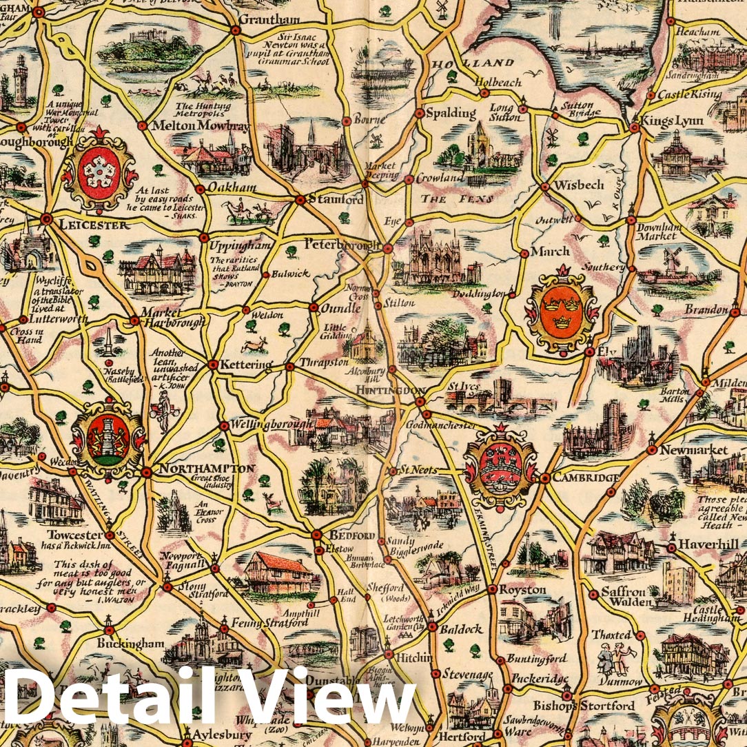 Eastern Counties and the Midlands - Pictorial Map, 1932
