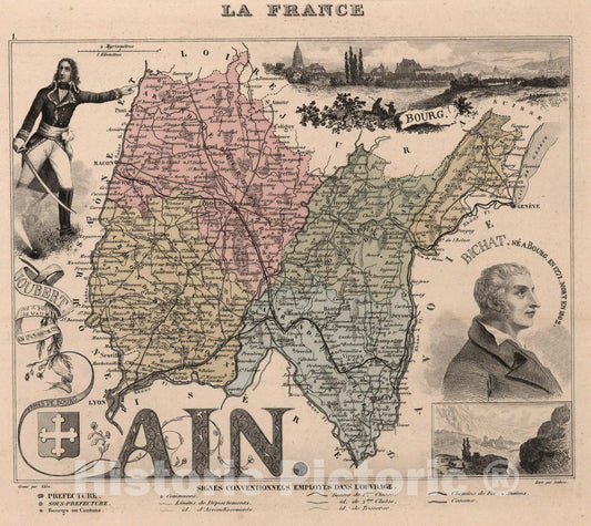 Historic Map : Ain. 1869 - Vintage Wall Art