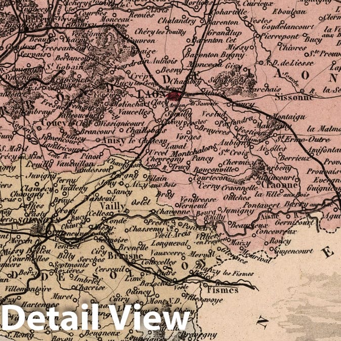 Aisne France - Department Map, 1869 - Historical Atlas Reproduction