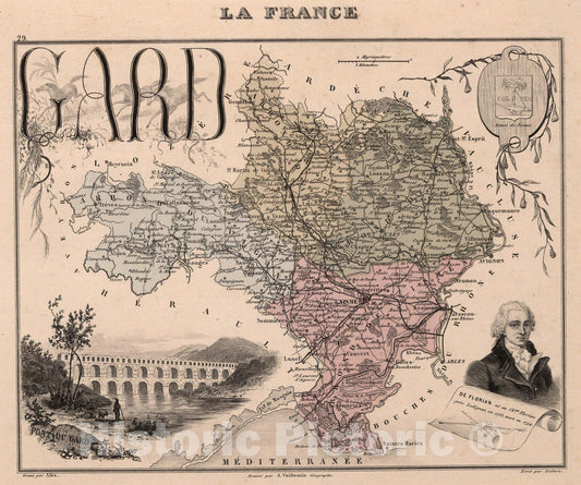 Historic Map : Gard. 1869 - Vintage Wall Art