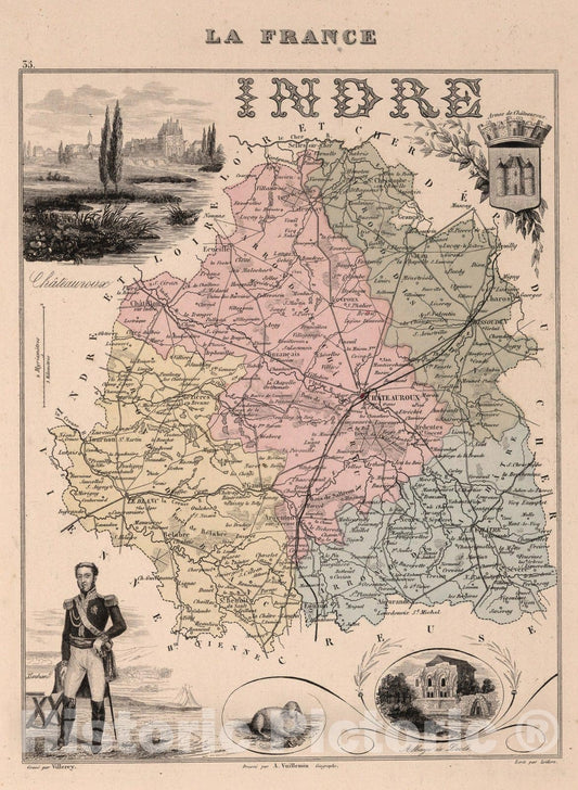 Historic Map : Indre. 1869 - Vintage Wall Art
