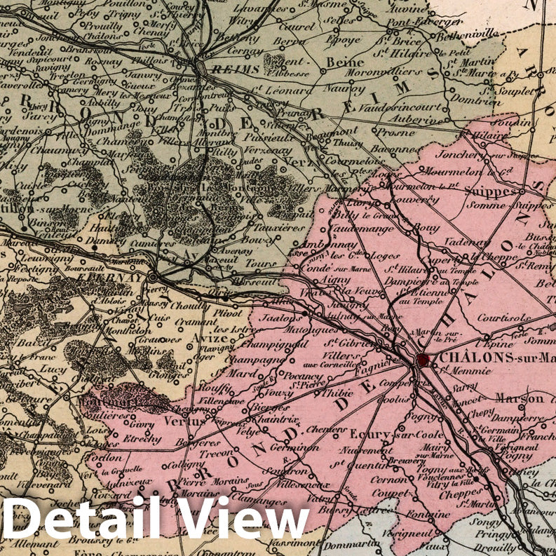 Marne France - Department Map, 1869 - Historical Map Print