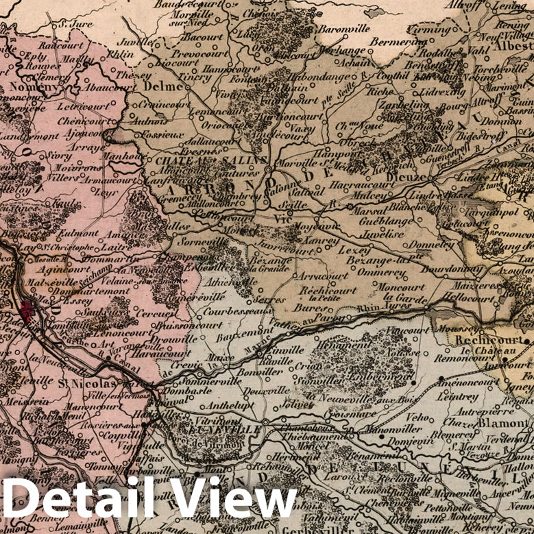 Meurthe, France - Department Map, 1869 - Historical Map Print