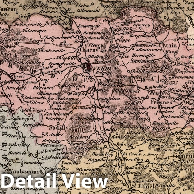 Meuse France - Department Map, 1869 - Historical Map Print