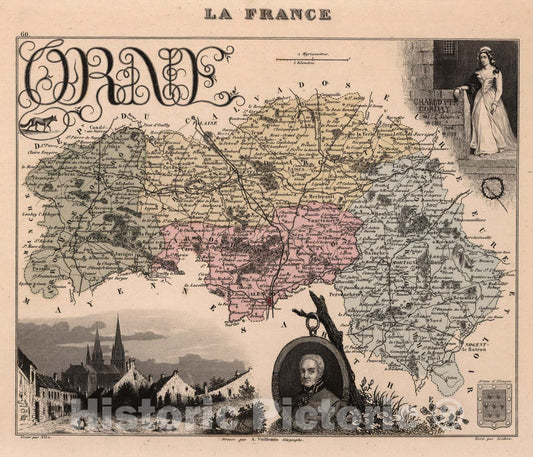 Historic Map : Orne. 1869 - Vintage Wall Art
