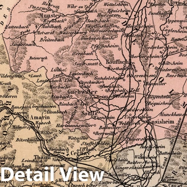 Haut-Rhin, France - Department Map, 1869 - Historical Map Print