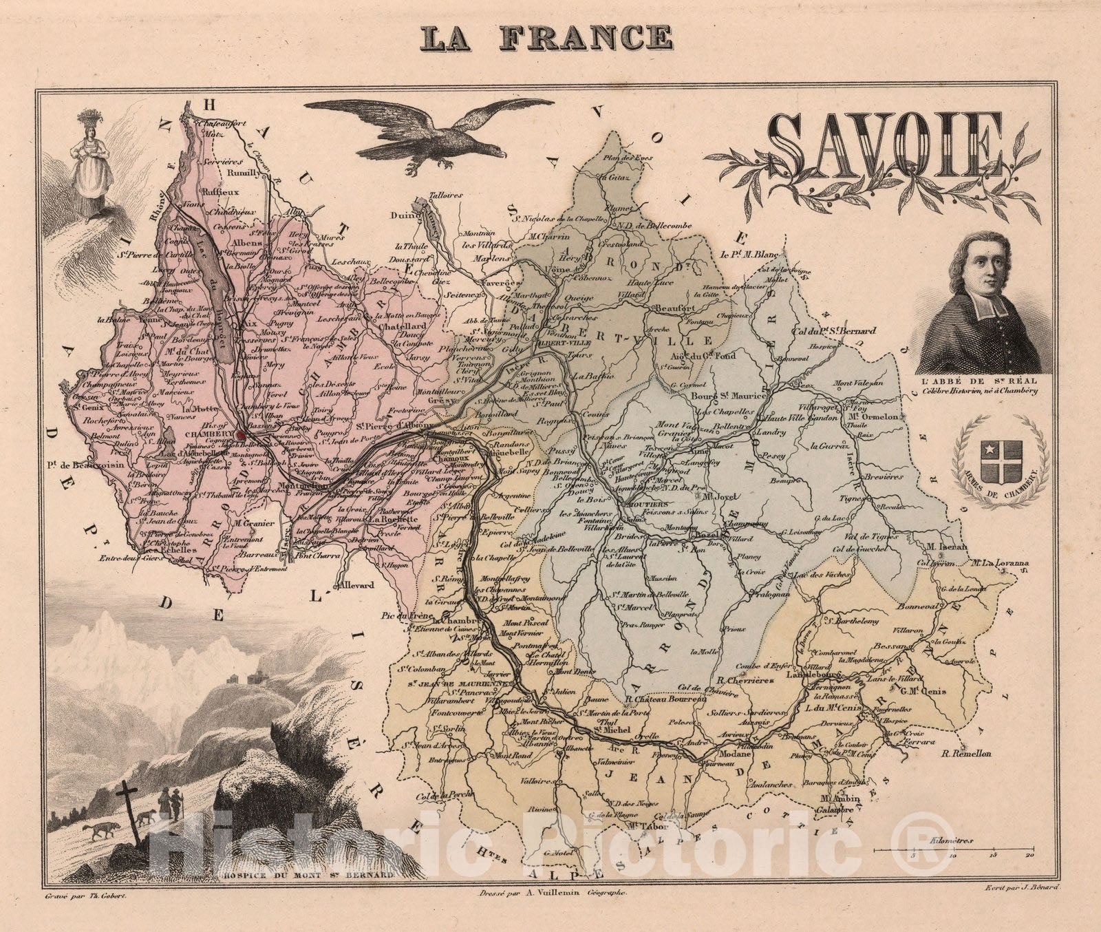 Historic Wall Map : Savoie. 1869 - Vintage Wall Art