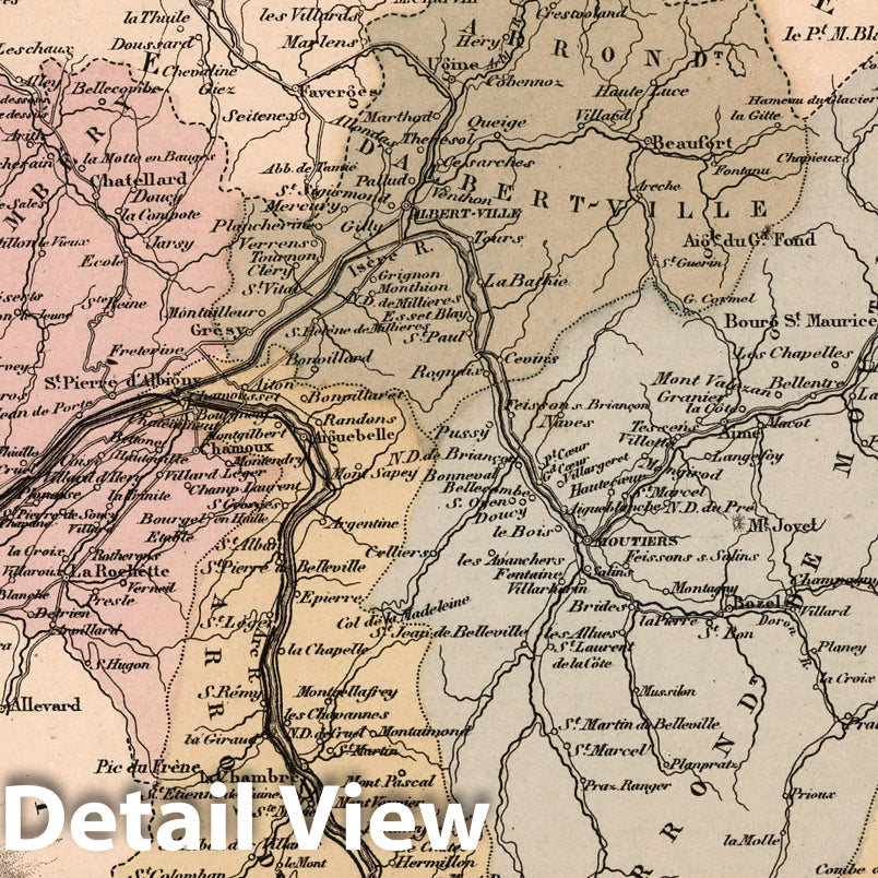Savoie, France - Department Map, 1869 - Historical Map Print