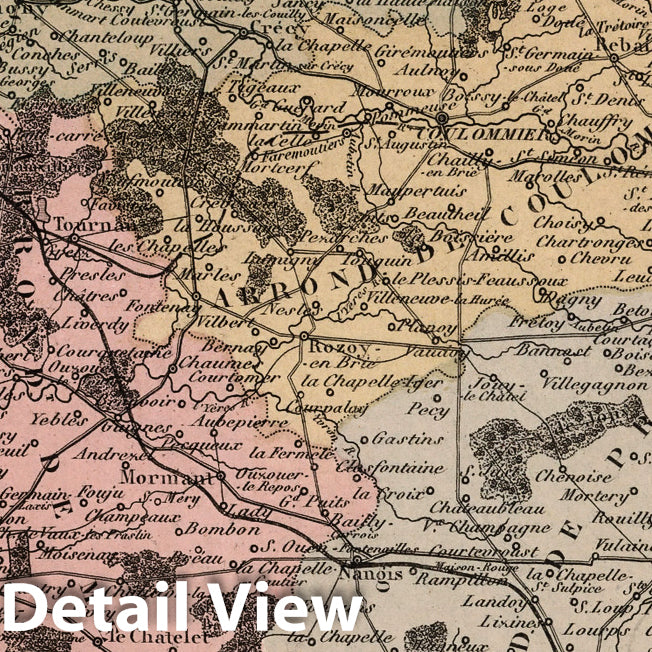 Seine-et-Marne, France - Department Map, 1869 - Historical Map Print