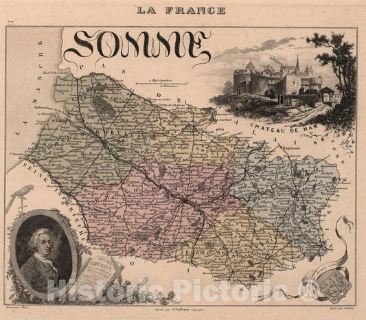 Historic Map : Somme. 1869 - Vintage Wall Art