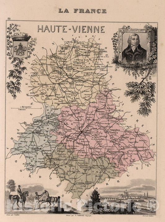 Historic Map : Haute-Vienne. 1869 - Vintage Wall Art