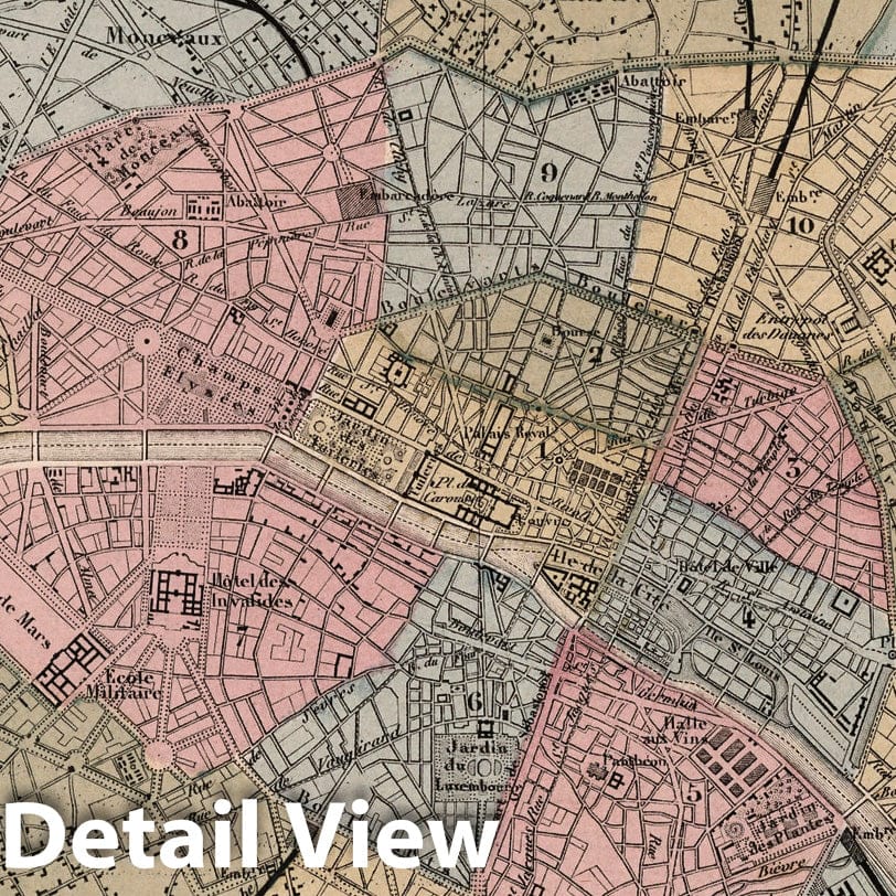 Paris, France - Department Map, 1869 - Historical Map Reproduction