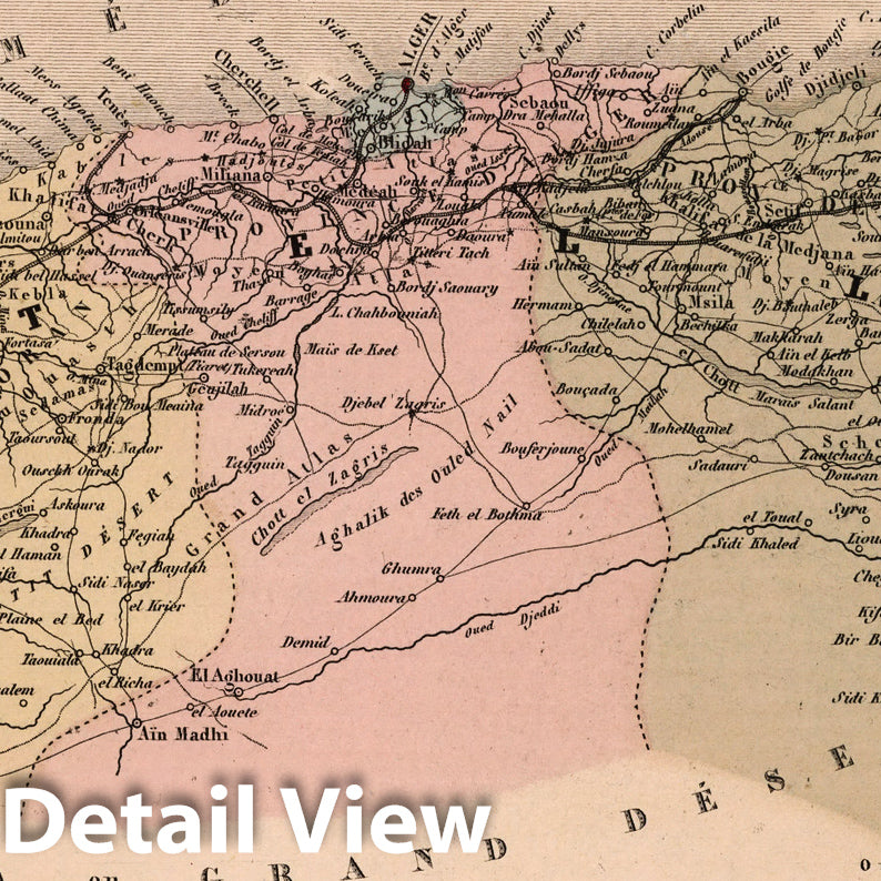 Algeria, 1869 - Historical Map Print from La France et ses Colonies