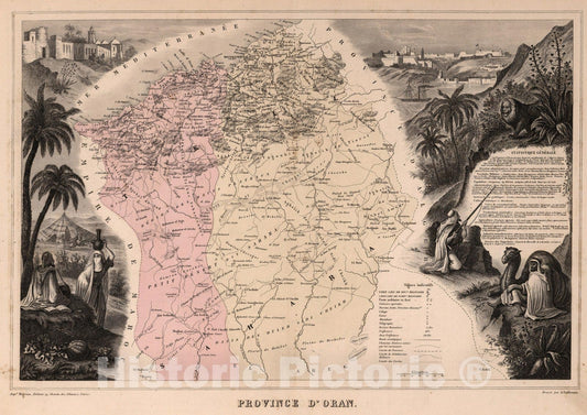 Historic Map : Province d'Oran. 1869 - Vintage Wall Art