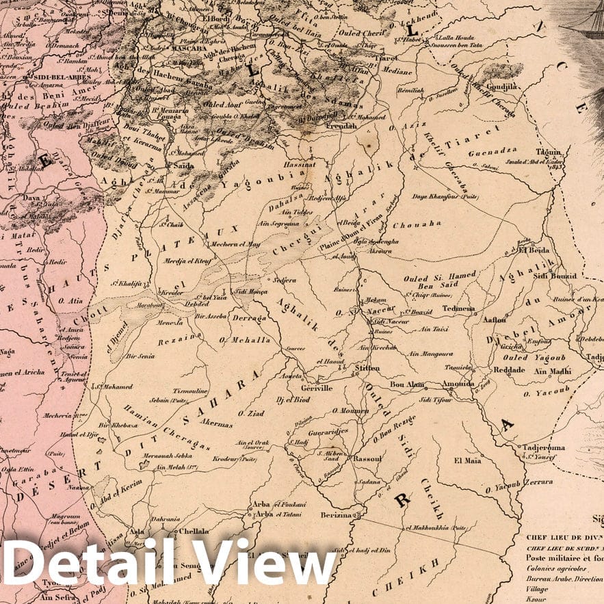 Oran Province, 1869 - Historical Map Print from La France et ses Colonies