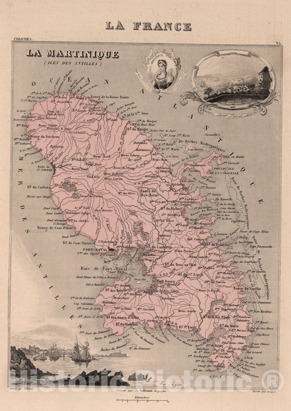 Martinique, 1869 - Historical Map Print