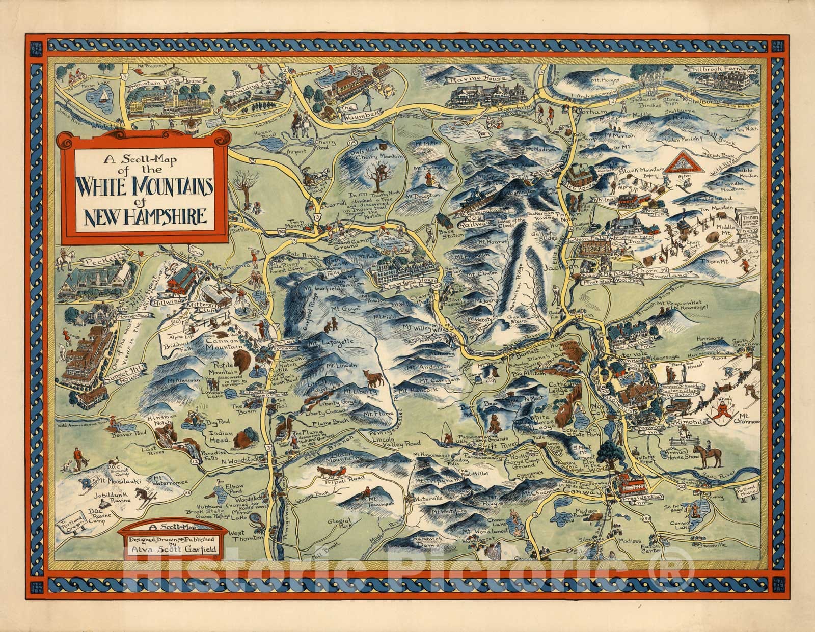White Mountains, New Hampshire - Pictorial Map, 1960