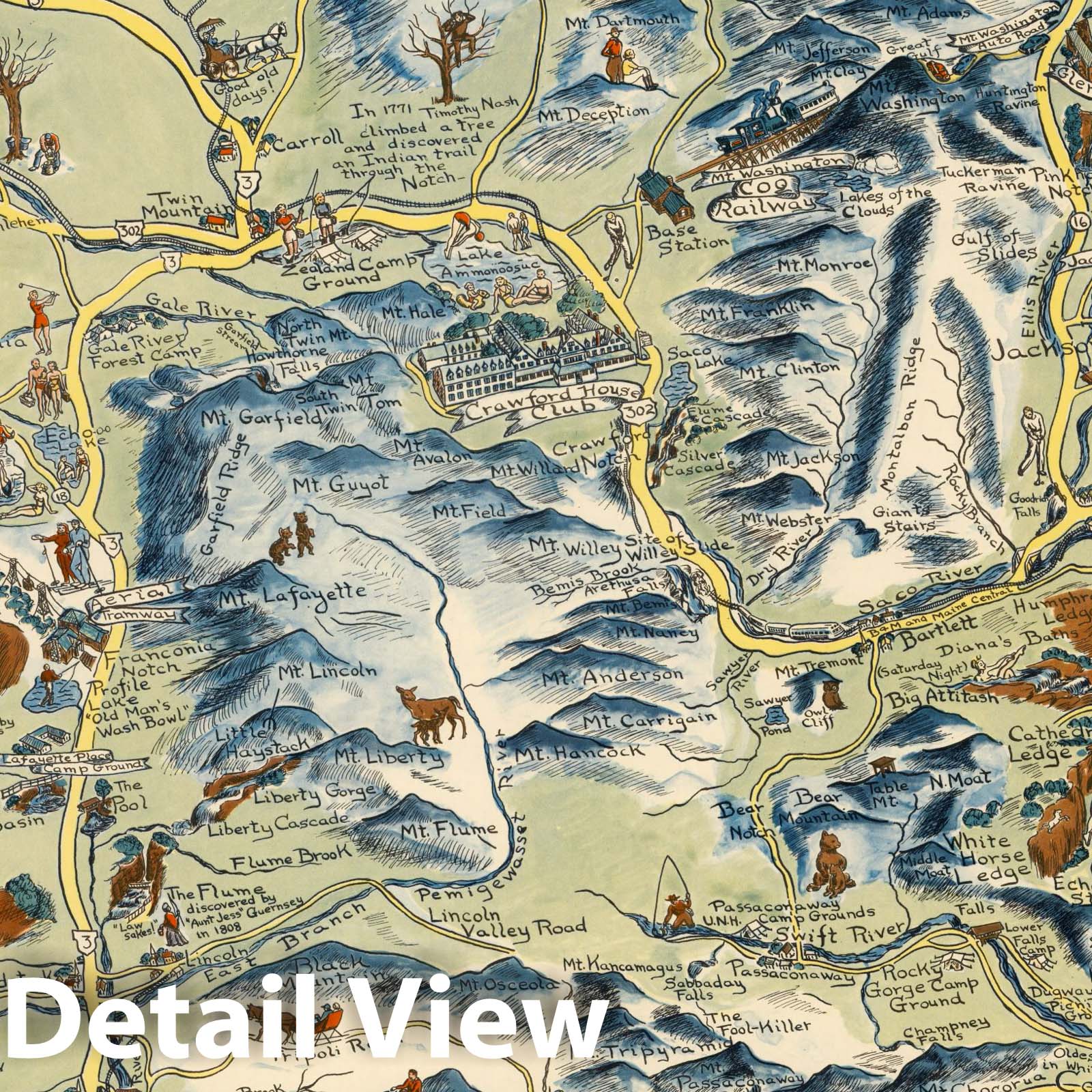 White Mountains, New Hampshire - Pictorial Map, 1960