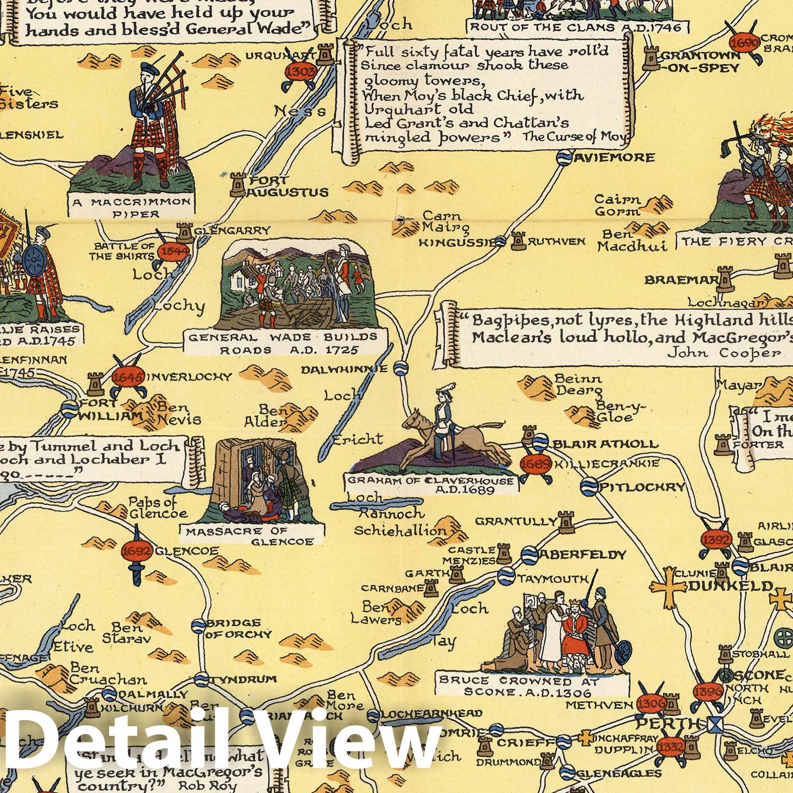 Scotland - Pictorial Map, 1950 - Historical Map Reproduction