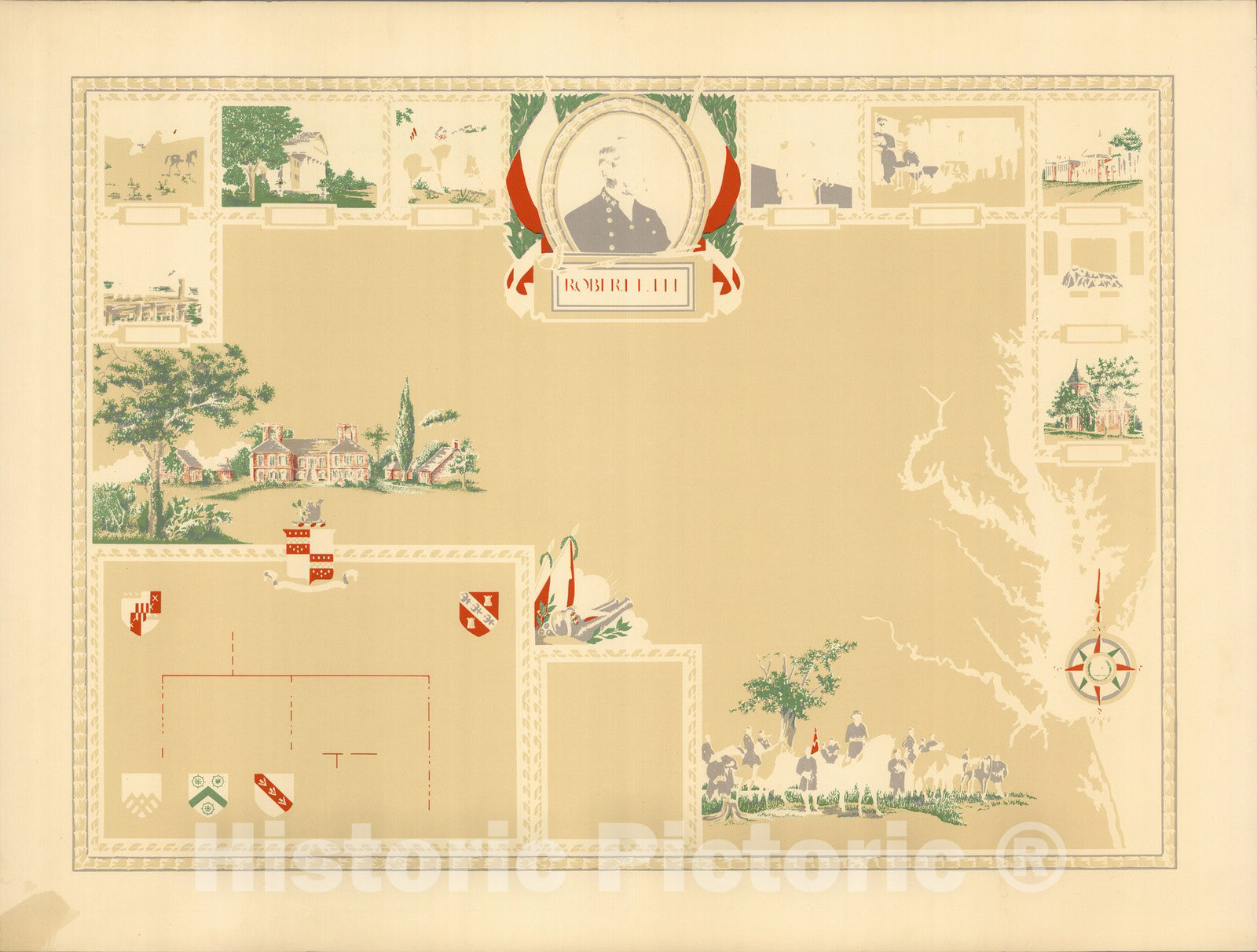 Historic Map : Robert E. Lee. 1809-1870. v1 - Vintage Wall Art