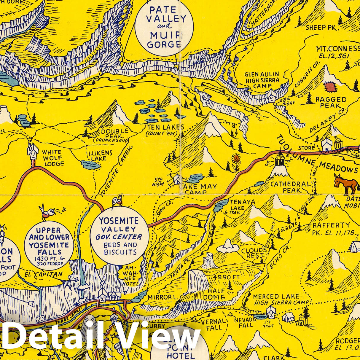 Yosemite National Park, California - Pictorial Map, 1948