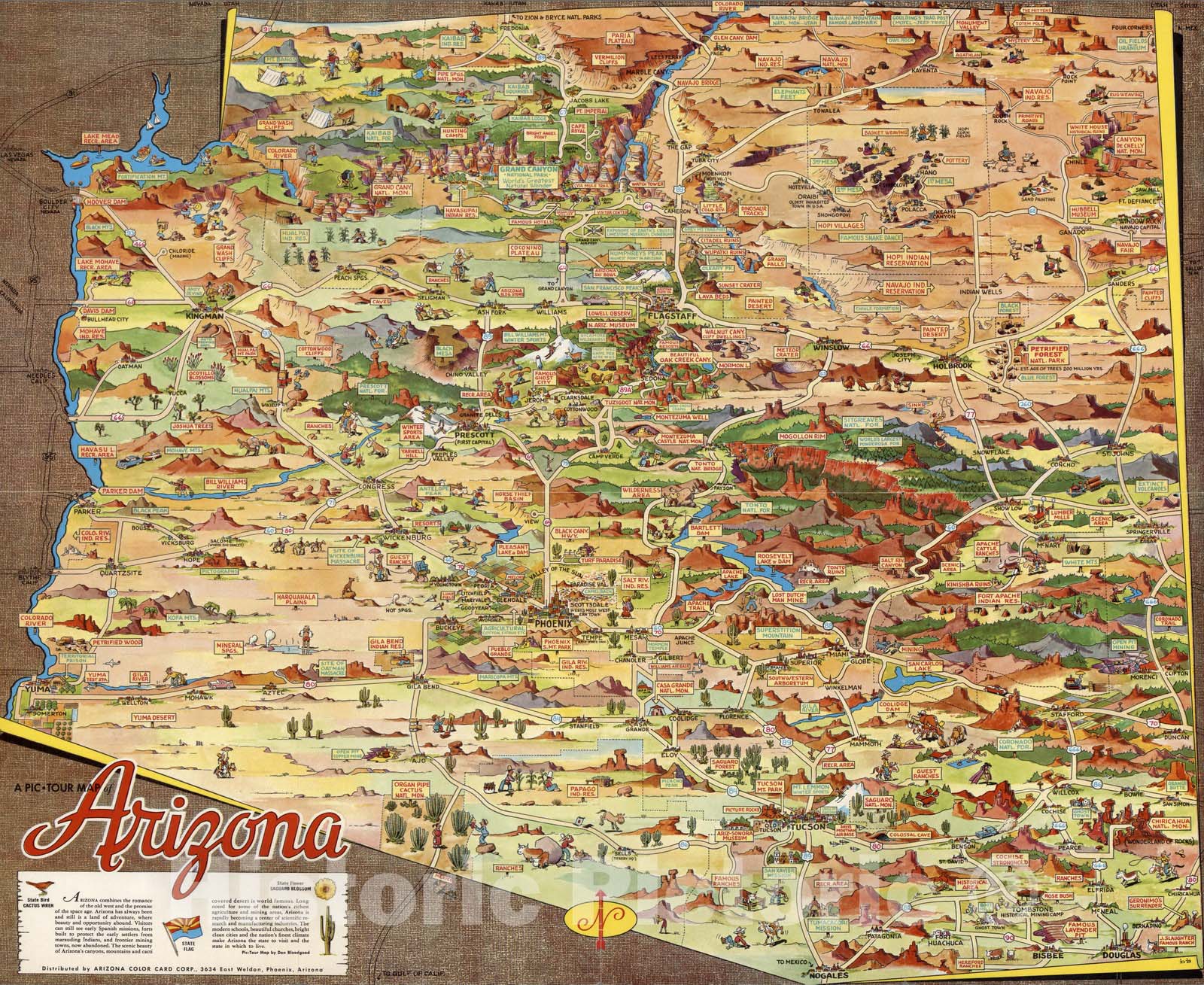 Historic Map : A Pic-Tour Map of Arizona, 1950 v2