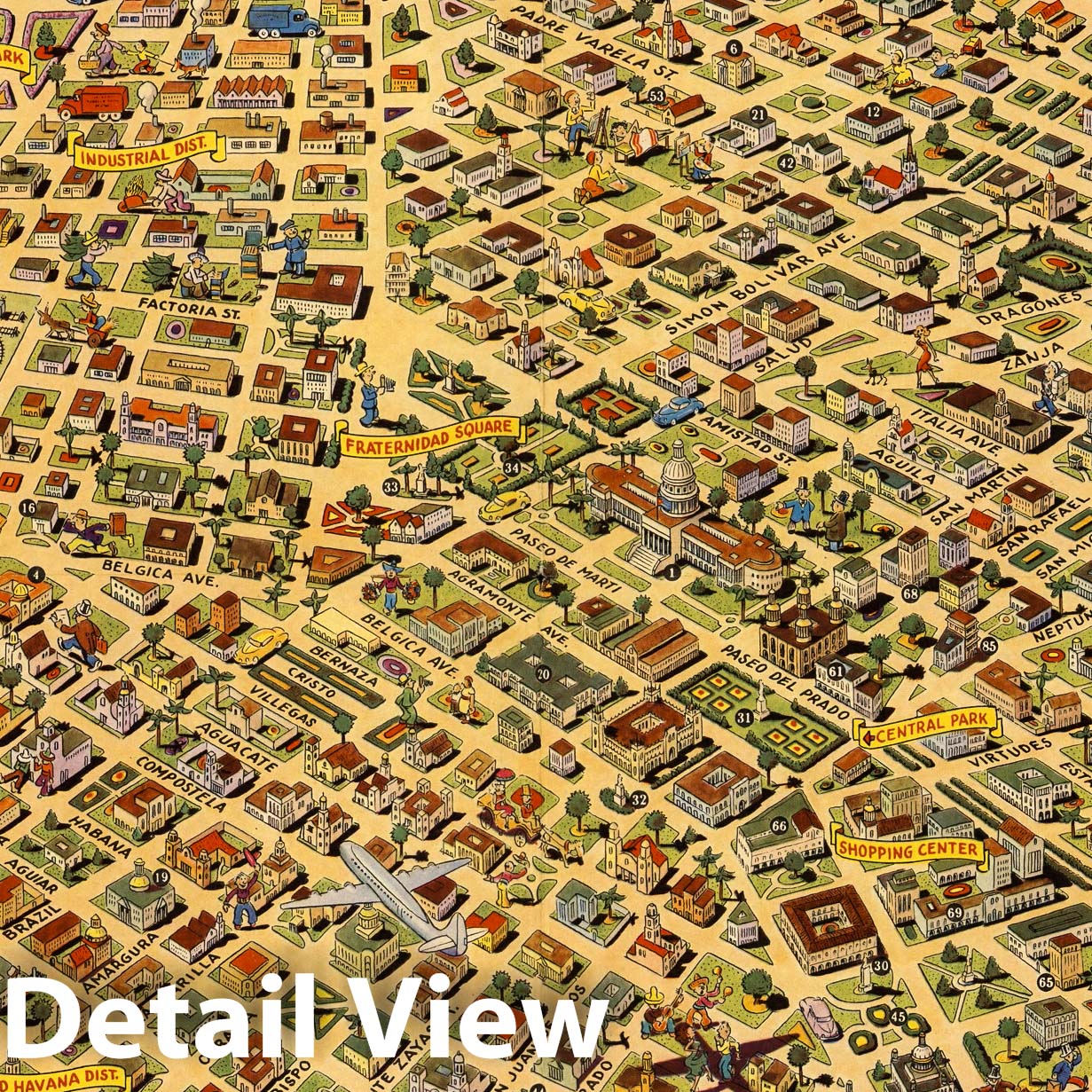 Havana, Cuba - Pictorial Map, 1952