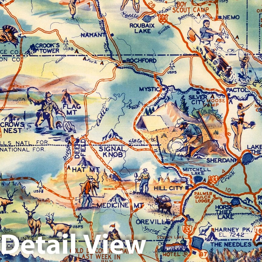Black Hills, South Dakota - Pictorial Map, 1940 - Historical Map Print