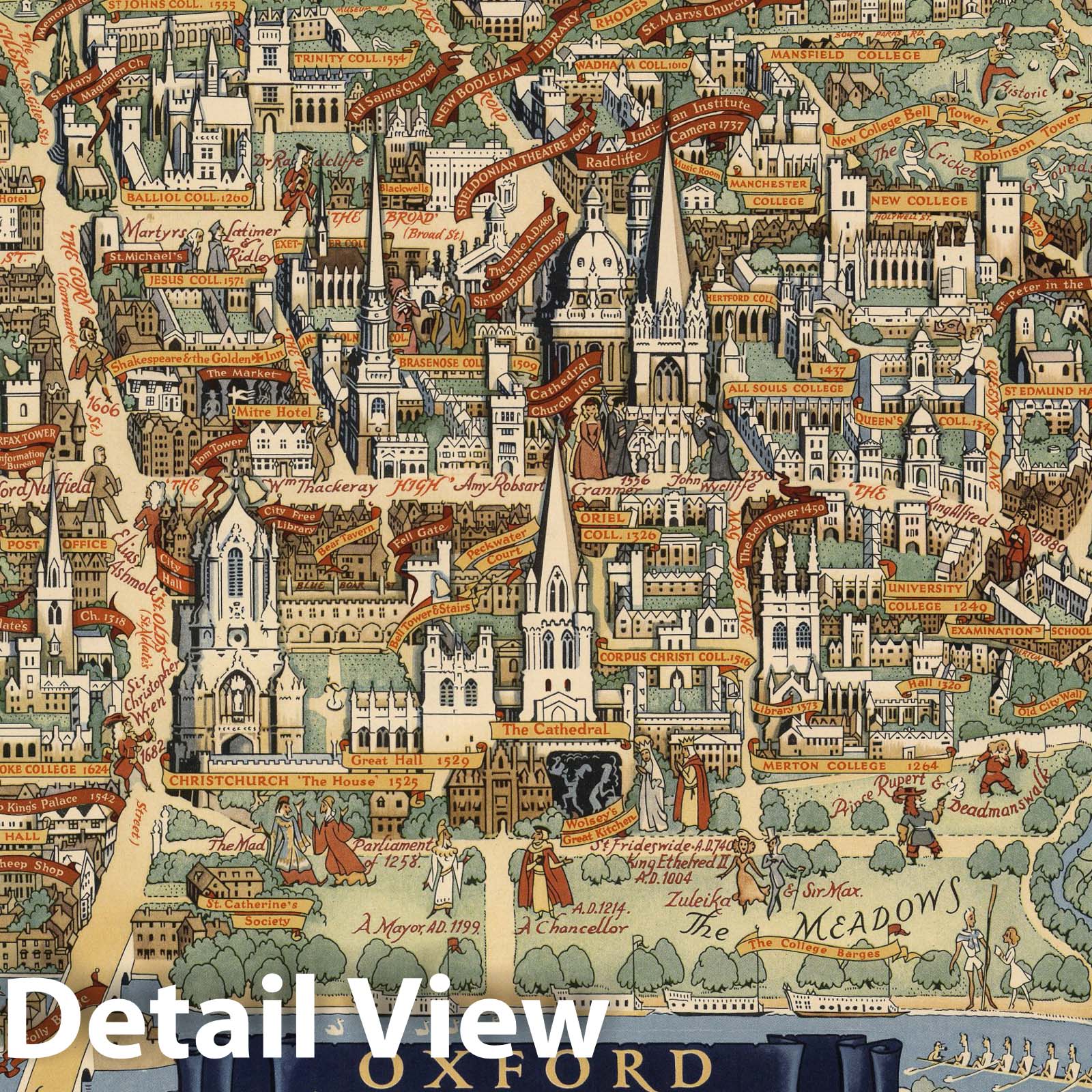 Historic Map : Oxford. 1948 - Vintage Wall Art