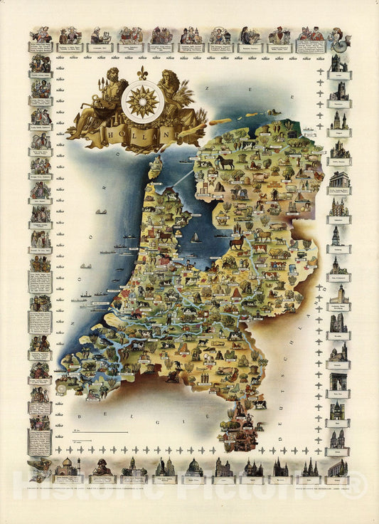 Historic Map : Holland. 1960 v1 - Vintage Wall Art