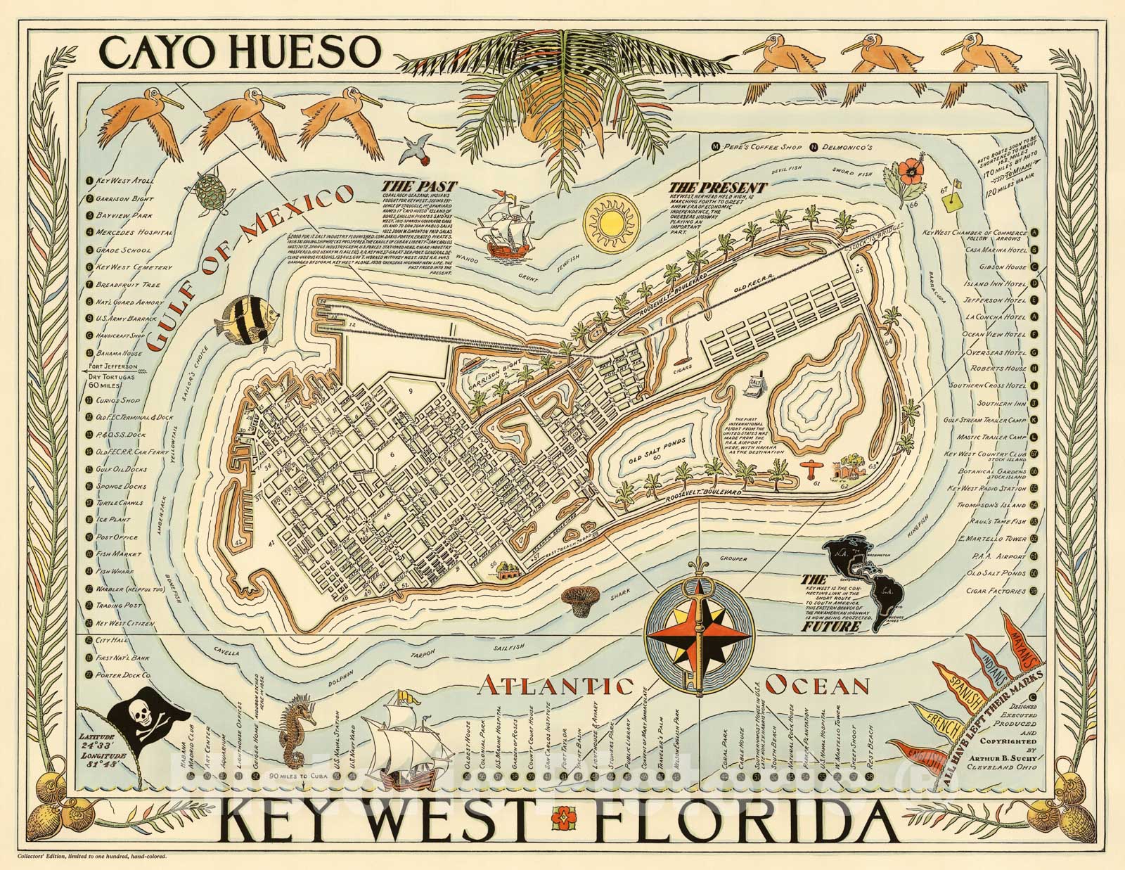 Historic Map : Key West (Florida), Key West, Florida. Cayo Hueso. 1940 , Vintage Wall Art