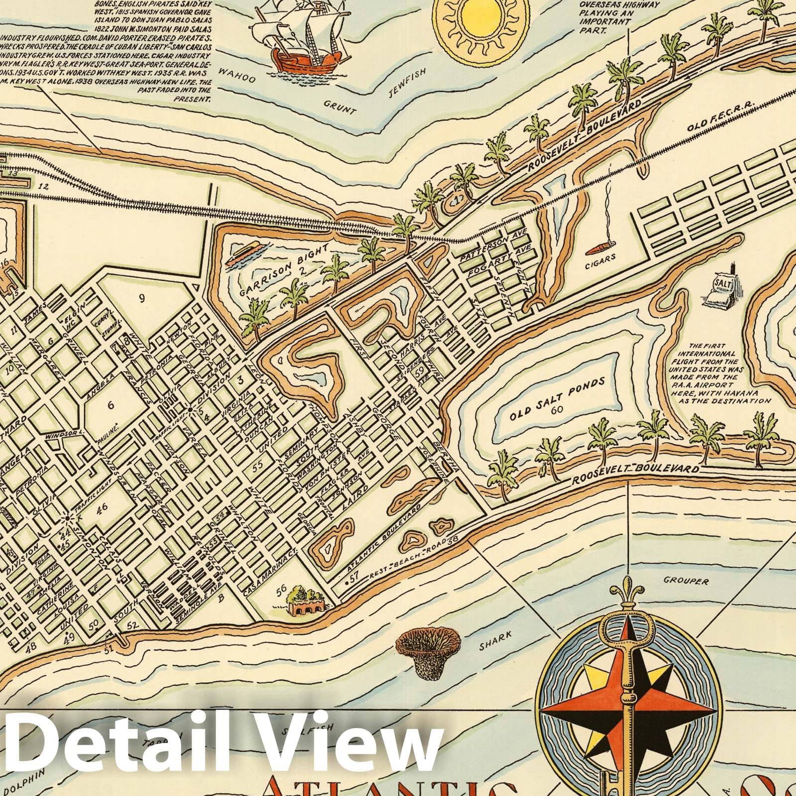 Historic Map : Key West (Florida), Key West, Florida. Cayo Hueso. 1940 , Vintage Wall Art