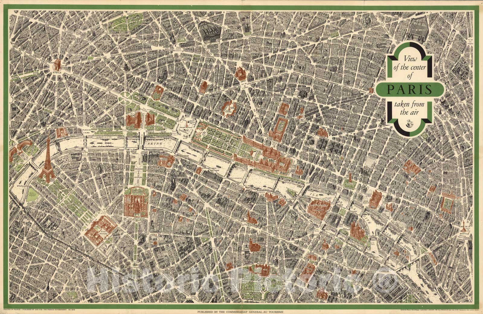 Paris, Center - Pictorial Map, 1959