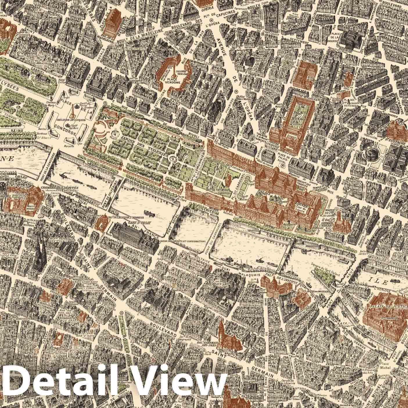 Paris, Center - Pictorial Map, 1959